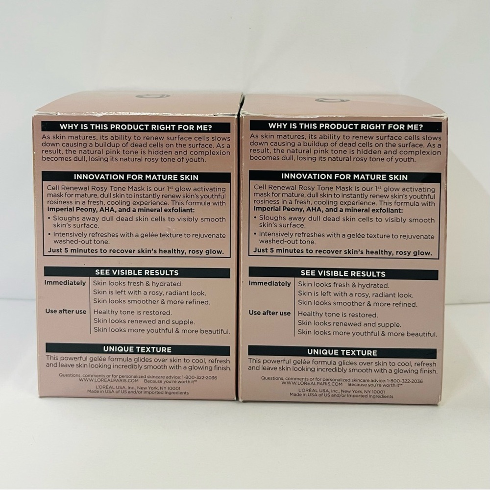 L'Oreal Rosy Tone Skincare Age Perfect Face Mask With Aha & imperial peony 2PACK - Picture 3 of 6